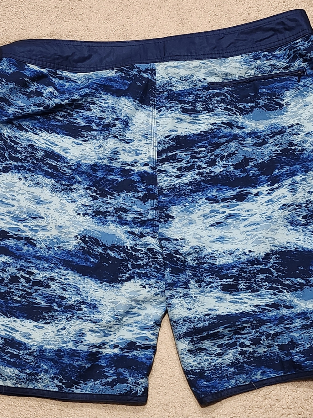 Old Navy Navy and Light Blue Wave-Print Swim Shorts - Picture 3 of 3